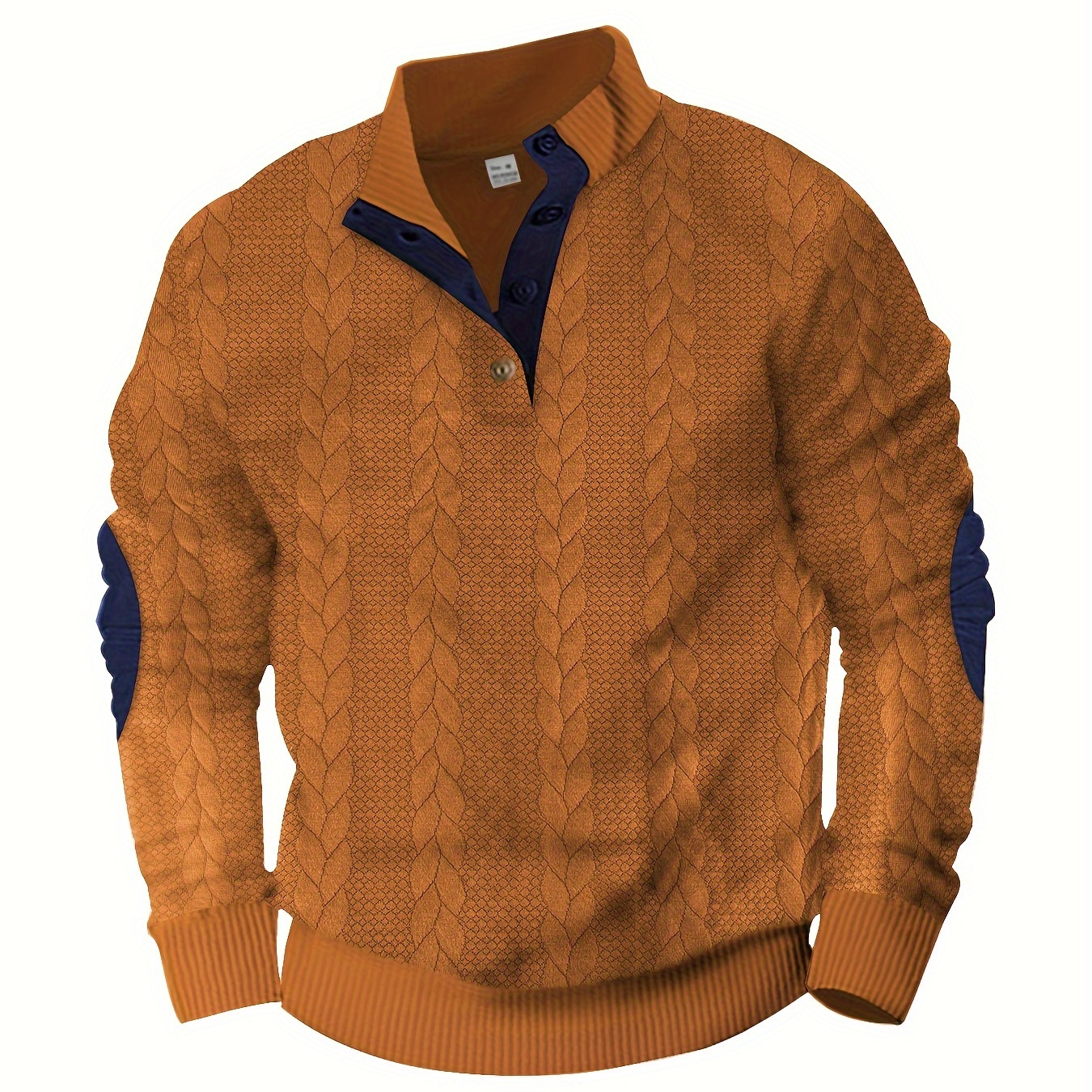 

Men' Knitted Long Sleeve Pullover Sweater - Stylish Comfy Sweatshirt With Button Detail For Wear