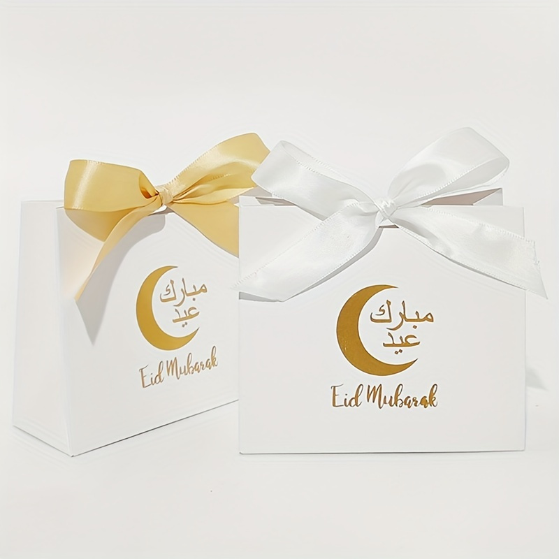 

Ensemble de 10 boîtes de bonbons Ramadan Kareem, sacs-cadeaux Eid Mubarak, sacs d'emballage Eid Fitr, sacs de friandises pour la décoration de la fête islamique de l'Aïd Adha, fournitures de Ramadan