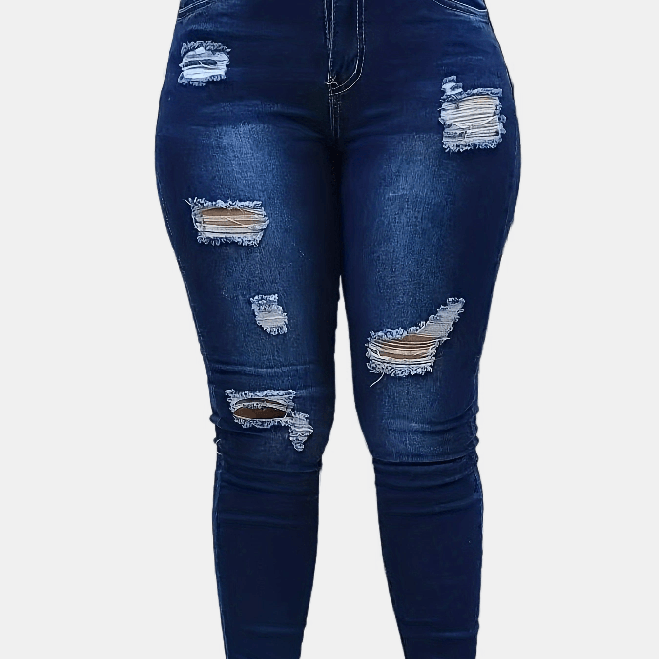 

Ripped High Stretch Skinny Fit Jeans, Plain Distressed Hot Denim Pants, Women's Denim Jeans & Clothing