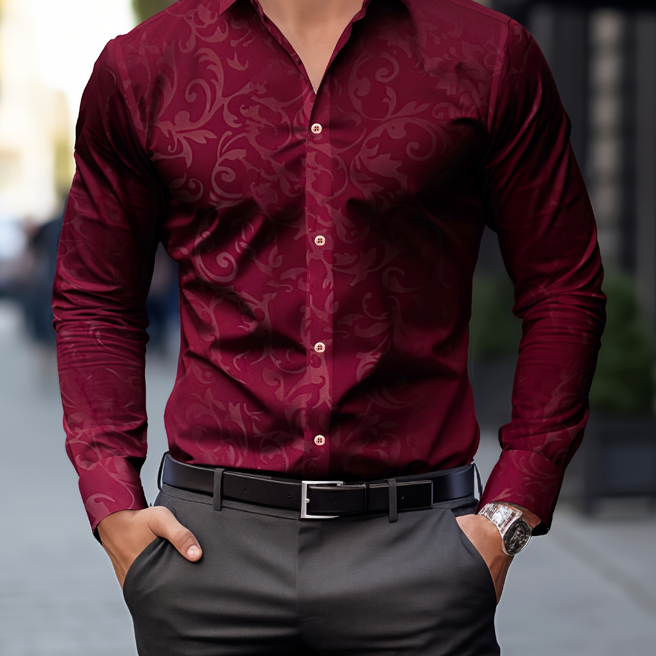 

Creative Print Fashionable And Simple Men's Long Sleeve Casual Lapel Simple Shirt, Trendy And Versatile, Suitable For Dates, For Summer Spring Fall