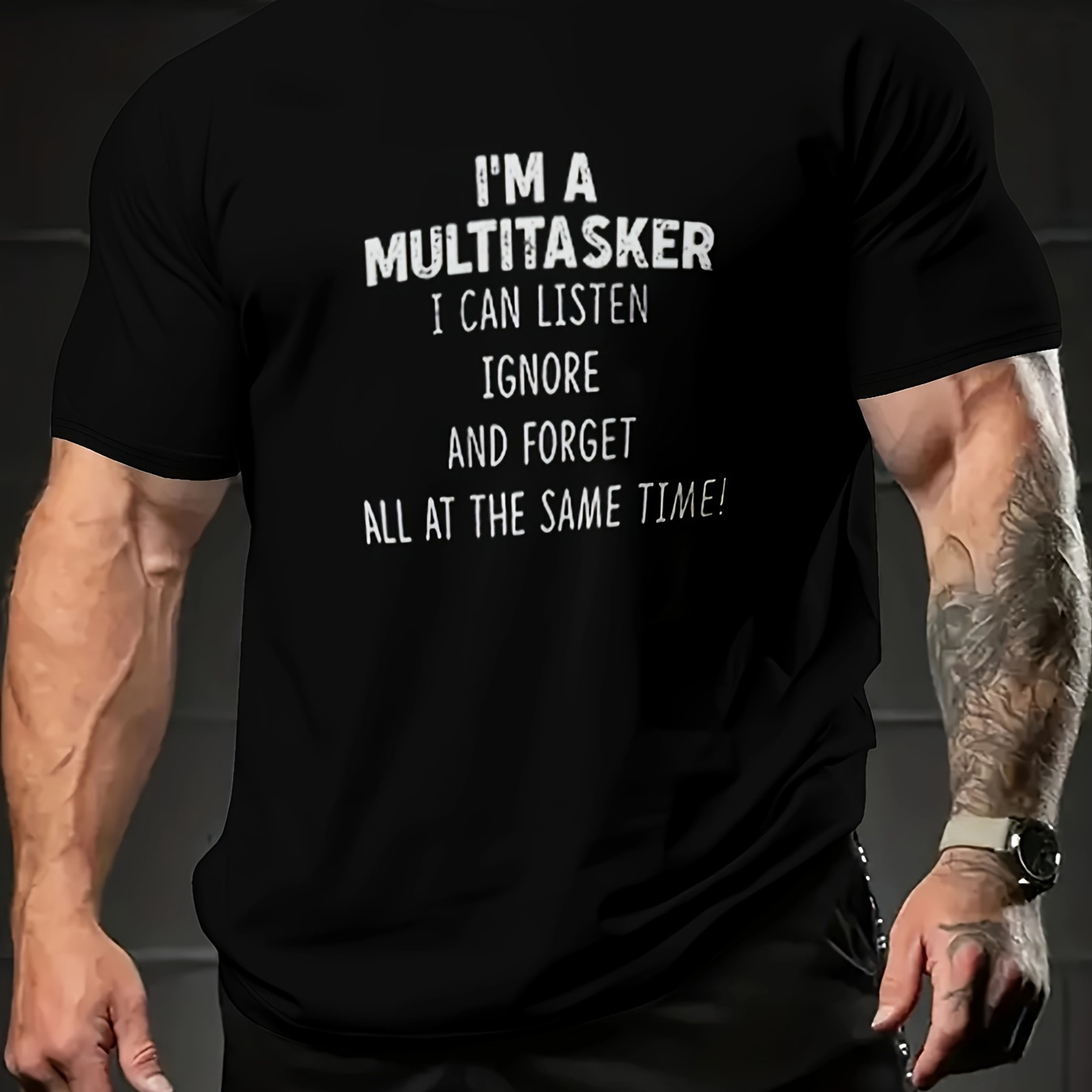 

Plus Size Men's "i'm A Multitasker" Print T-shirt Fashion Casual Short Sleeve Tees For Summer, Men's Clothing