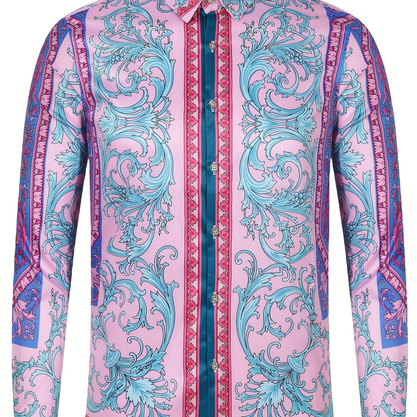 

Retro Style Color Block Floral Pattern Men's Long Sleeve Button Up Shirt For Spring Fall Daily Vacation Party