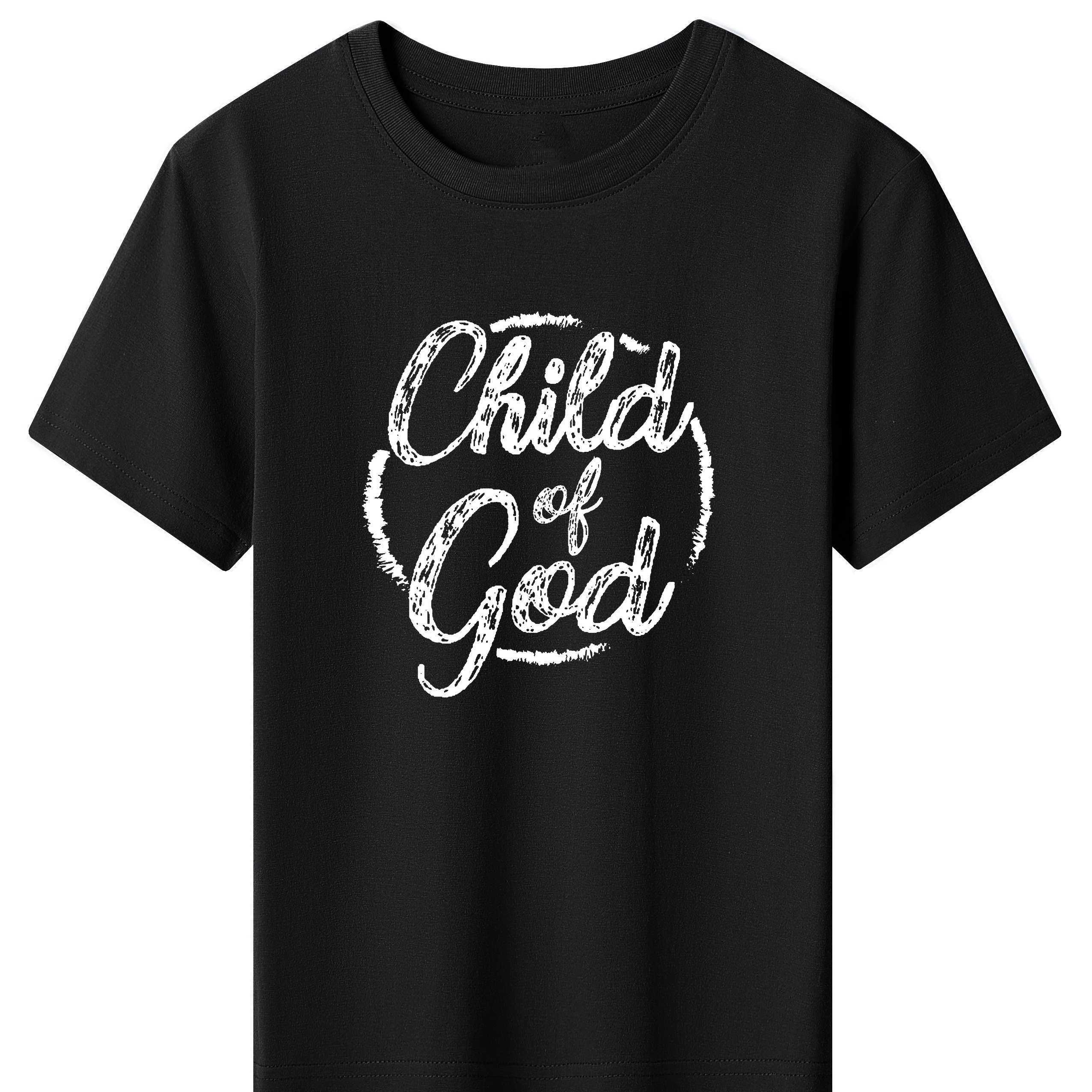 

Fashion Child Of God Letter Print Boys Creative Cotton T-shirt, Casual Lightweight Comfy Short Sleeve Crew Neck Tee Tops, Kids Clothings For Summer