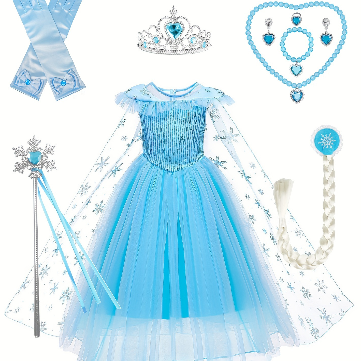 

Dreamy Princess Tutu Dress With Accessories Set, Girl's Dress Up For Party Performance Carnival Gift Prom