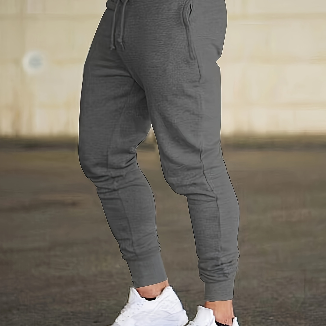 

Men's Lightweight Terry Joggers - Breathable & Polyester, Casual Outdoor Sports Pants With Drawstring Waist, Pockets - Ideal For Spring/fall