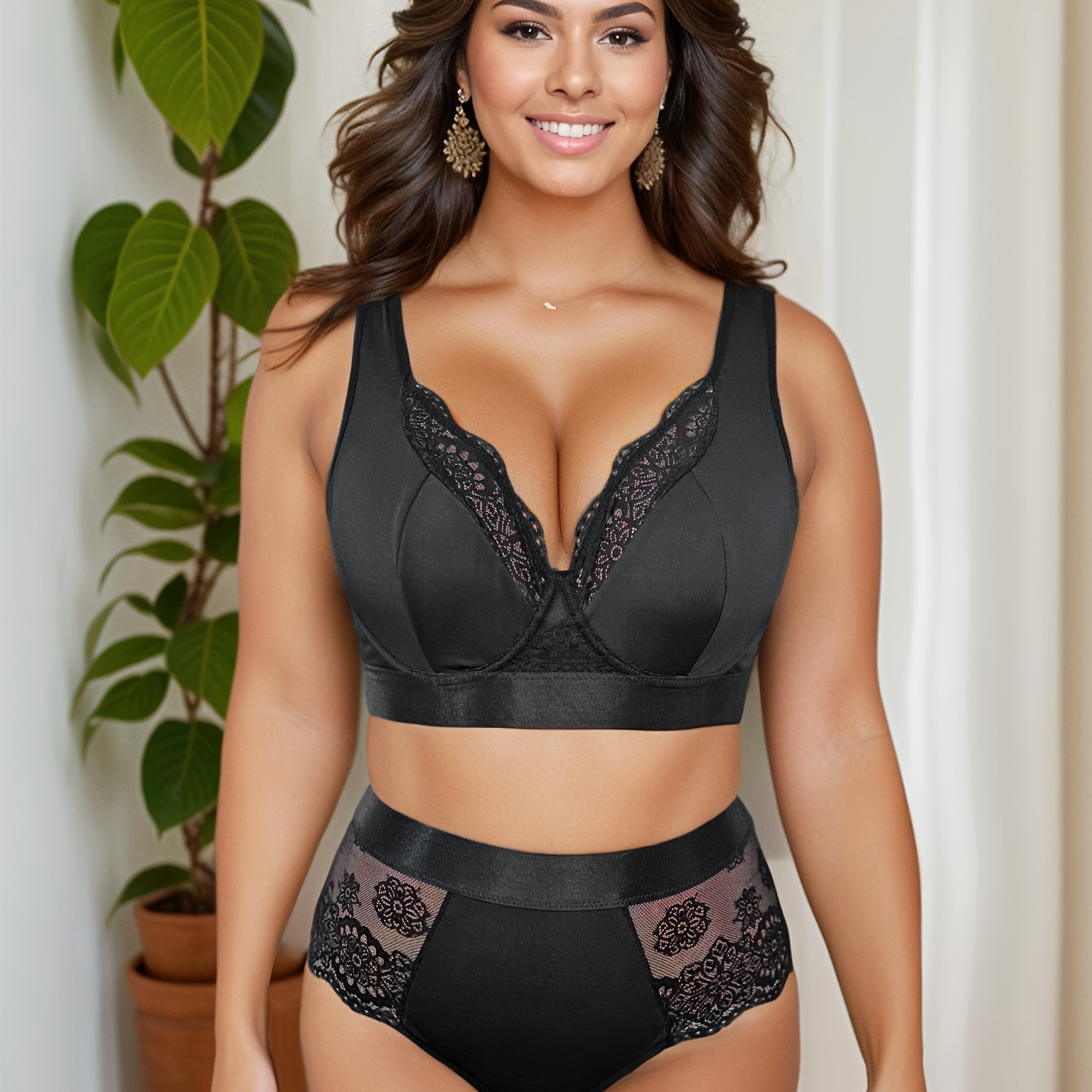 Plus Size Sexy Lingerie Set Women's Plus Contrast Lace Camo - Temu Austria