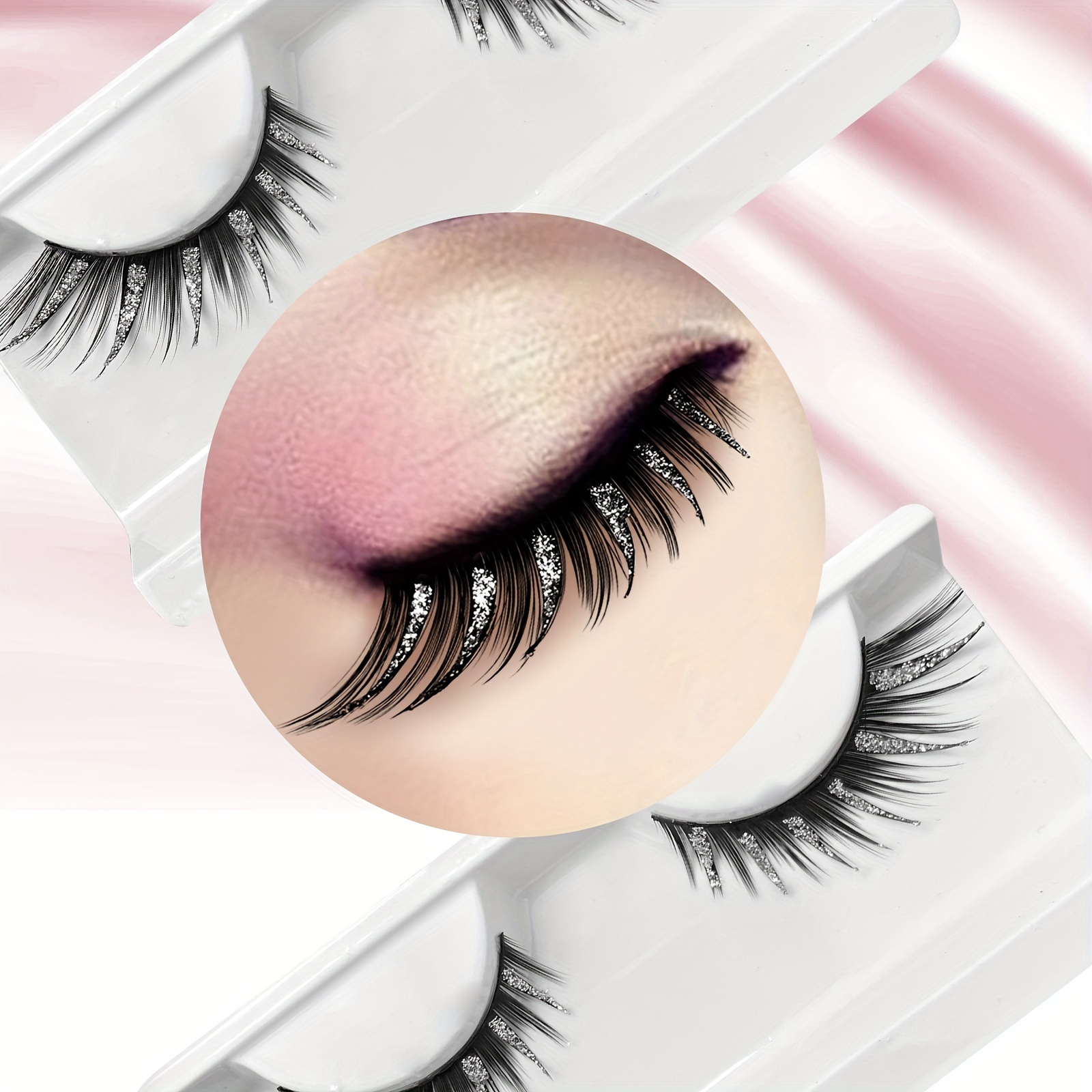 

Glitter Eyelashes, Full Strip 3d Fluffy Stage Lashes, Party Eyelashes, Exaggerated False Eyelashes For Music Festival