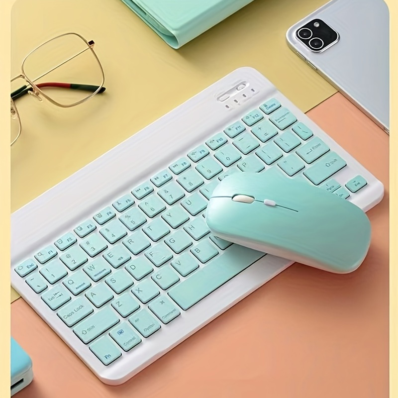  Teclado Bluetooth ultrafino portátil mini teclado inalámbrico  recargable para Apple iPad iPhone Samsung Tablet Teléfono Smartphone iOS  Android Windows (10 pulgadas blanco) : Electrónica