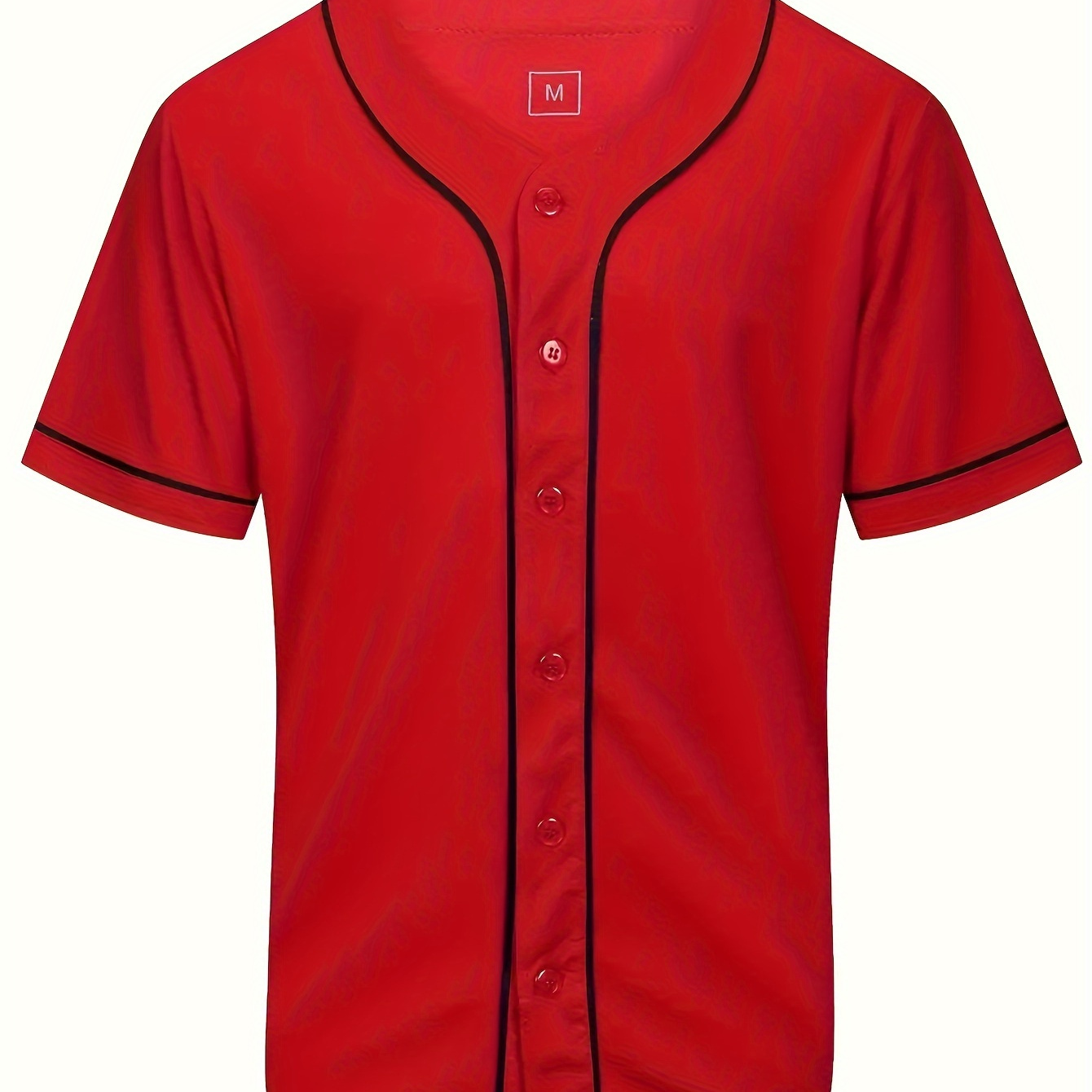

Casual Breathable Men's Classic Design Short Sleeve V-neck Button Up Baseball Jersey For Training, Matches, Parties, Summer Clothing