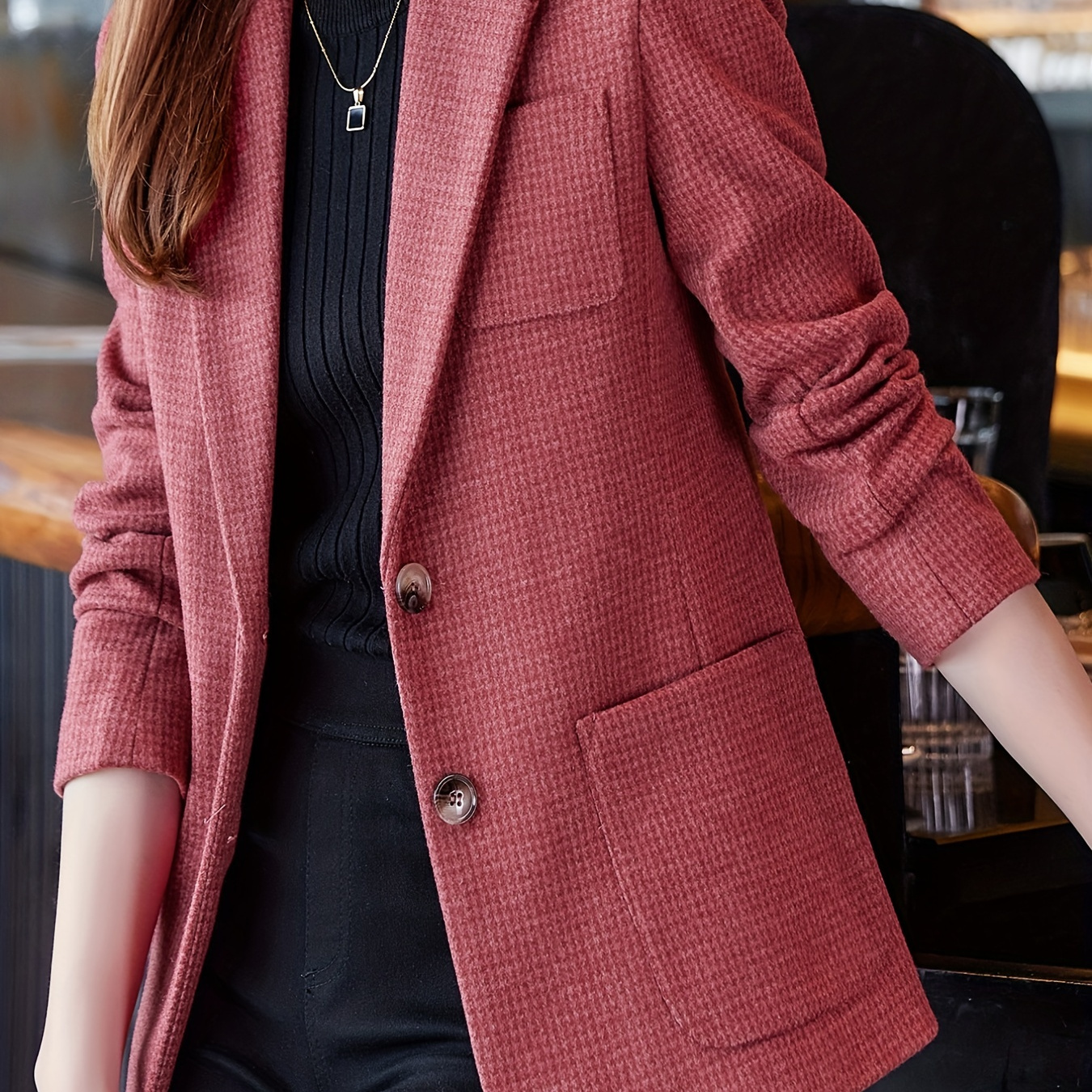 Single Breasted Lapel Blazer, Casual Solid Open Front Work Office Outerwear, Women's Clothing