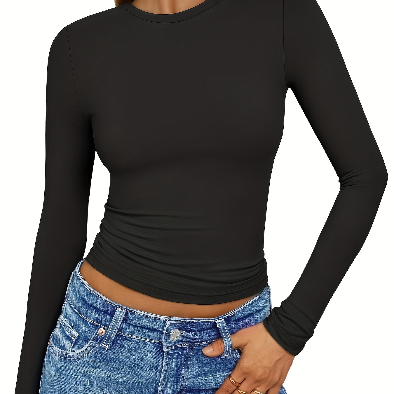 

Women's Long Sleeve T Shirts Crew Neck Slim Fit Tops Sexy Basic Tee