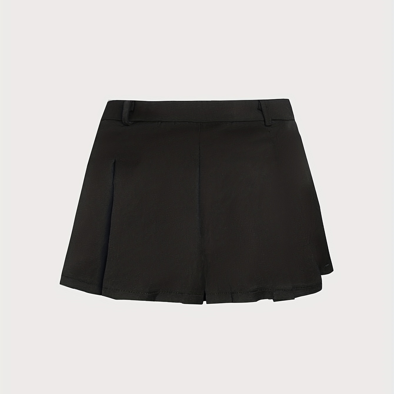 

1pc Elegant Polyester Skirt For Women - Solid Color, Knit Fabric With Frill Detail, Versatile Half Skirt