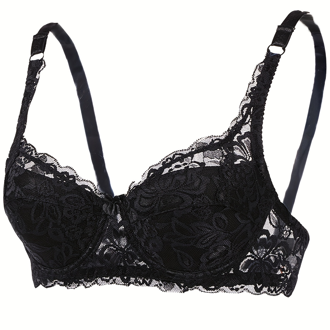 

Contrast Lace Push Up Bra, Comfy & Elegant Bow Tie Bra, Women's Lingerie & Underwear