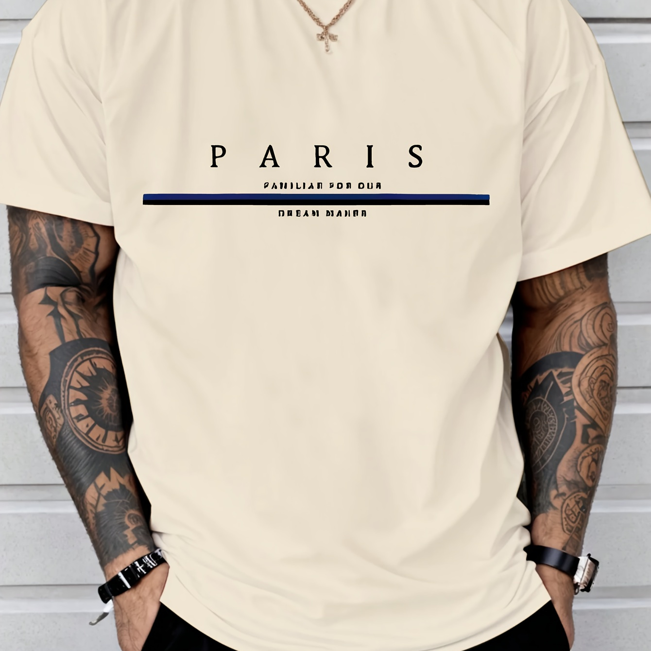 

Paris-inspired Men's Cotton T-shirt - Casual & Comfortable, Short Sleeve, Round Neck,