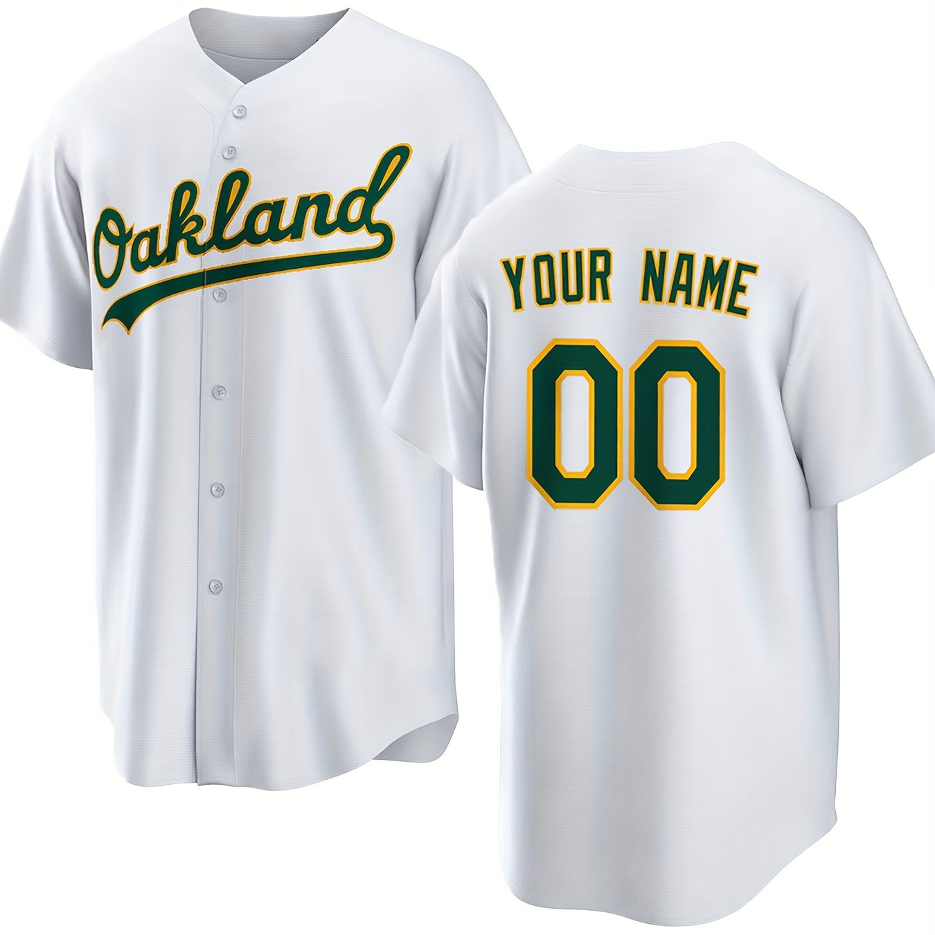 

Customized Name And Number, Men's Oakland Short Sleeve V-neck Baseball Jersey, Comfy Top For Training And Competition