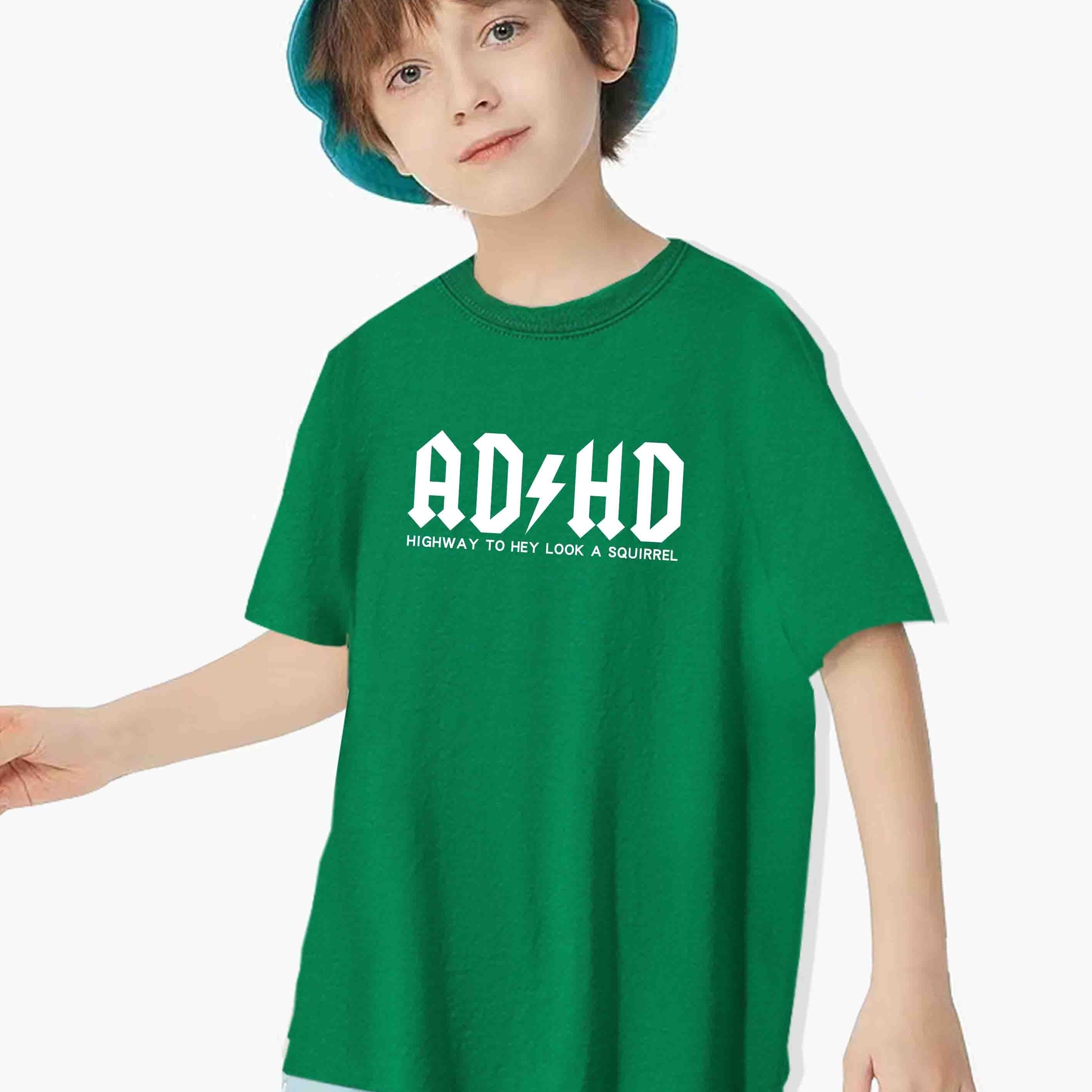 

Adhd Print, Boy's Round Neck Casual Short Sleeve T-shirt, Comfortable Soft Versatile Top