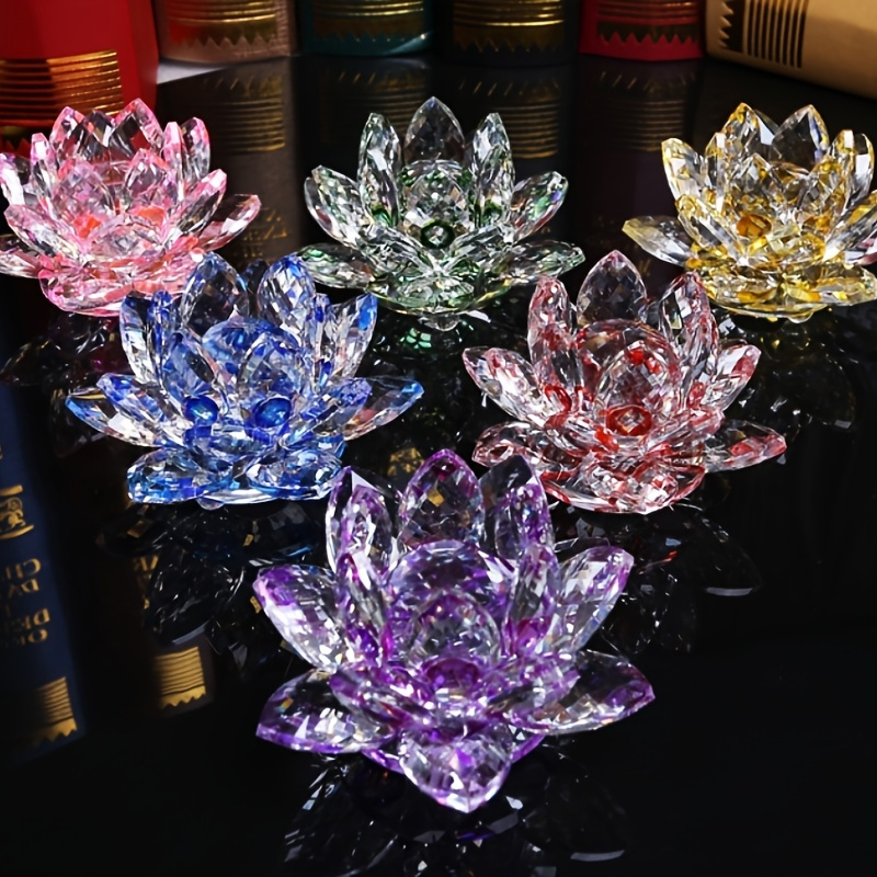 

1pc Handcrafted Crystal Lotus Ornament For Home Decor And Desk Cabinet Decoration