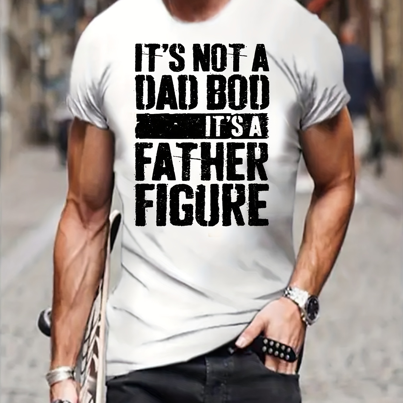 

Men's T Shirt For Father's Day, Plus Size Men's "it's Not A Dad Bod It's A Dad Figure" Graphic Print T Shirt, Short-sleeve Tees For Summer