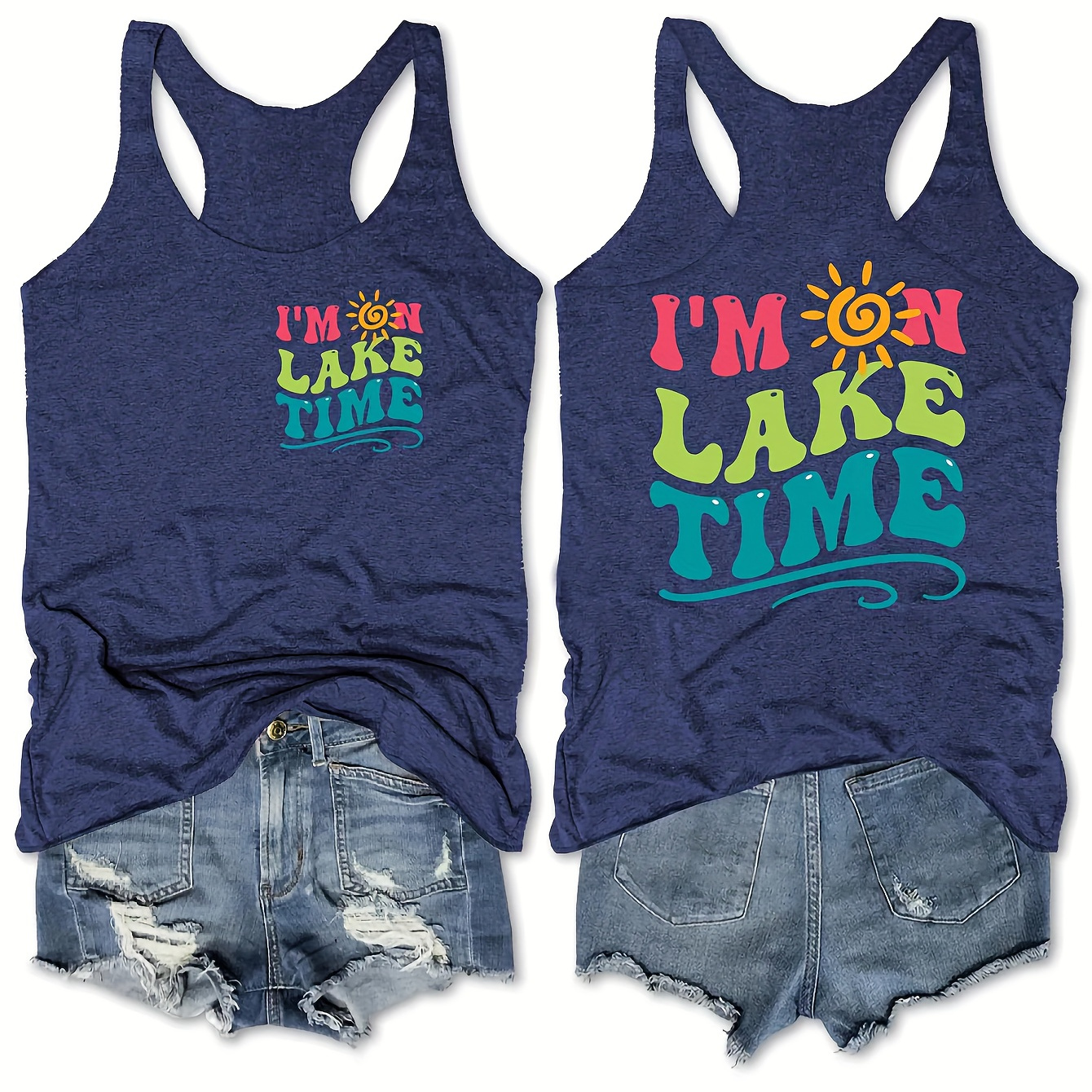 

Letter Print Tank Top, Sleeveless Casual Top For Summer & Spring, Women's Clothing