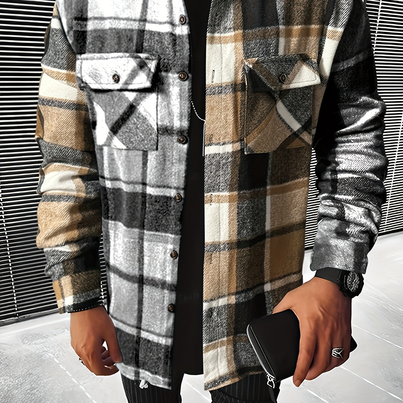 Men's Classic Plaid Shirt Top Turn-Down Collar Long Sleeve Closure Regular Fit Male Casual Shirt For Daily