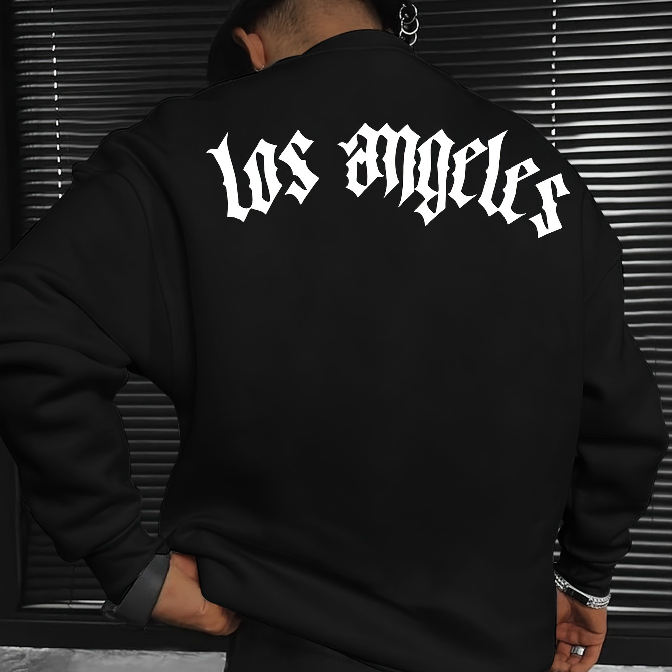 

Los Angeles Letter Print Men's Long Sleeve Crew Neck Sweatshirt, Trendy Pullover Sweatshirt, Casual Comfortable Versatile Top For Spring & Autumn, Outdoor Sports