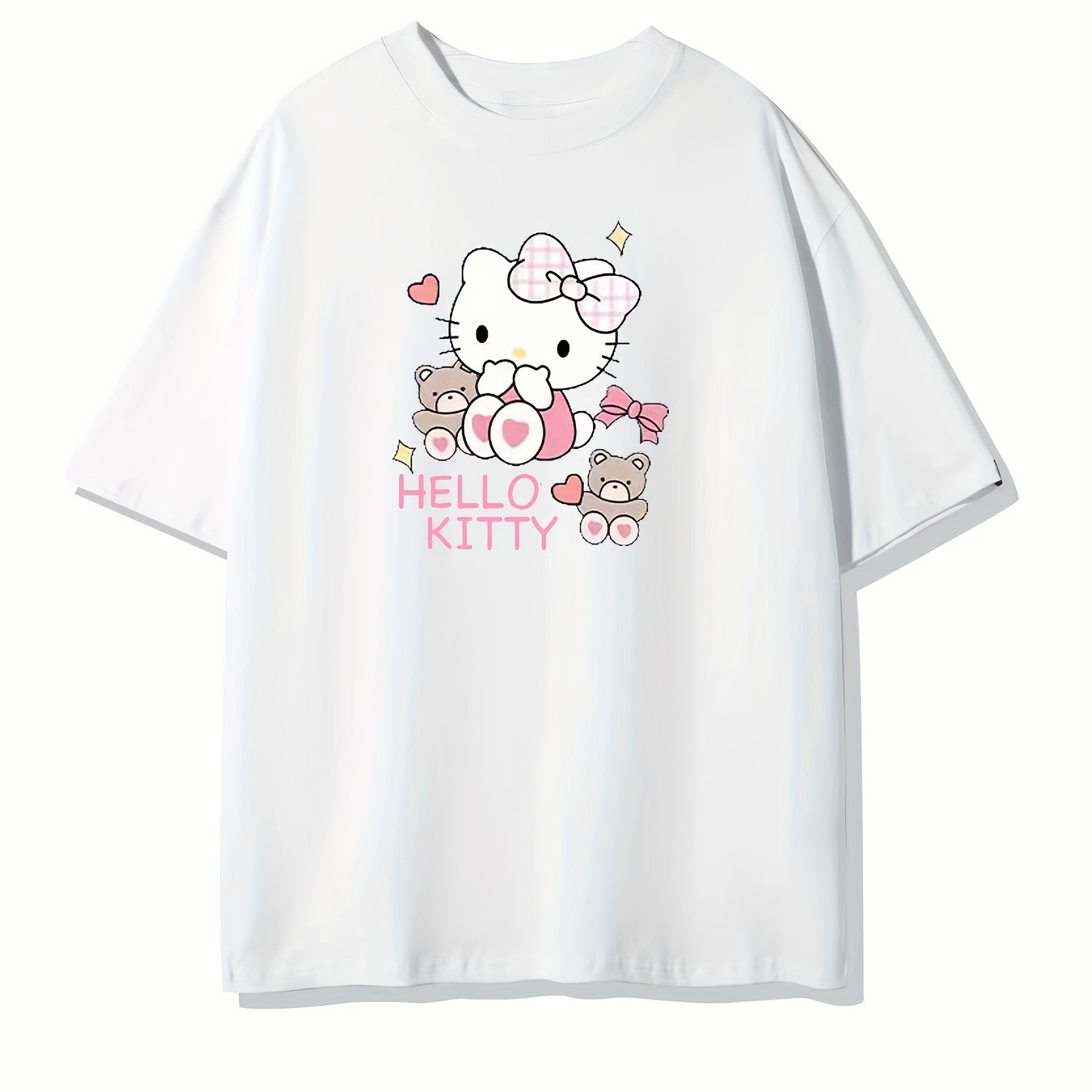 

Authentic Authorized Cute Hello Kitty Pattern, Fashionable Round Neck Short Sleeved T-shirt