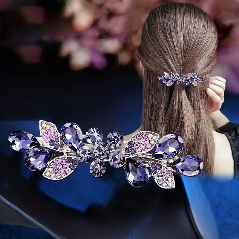 Elegant Leaf Rhinestone Hair Clip Shining Barrette Stylish Temu