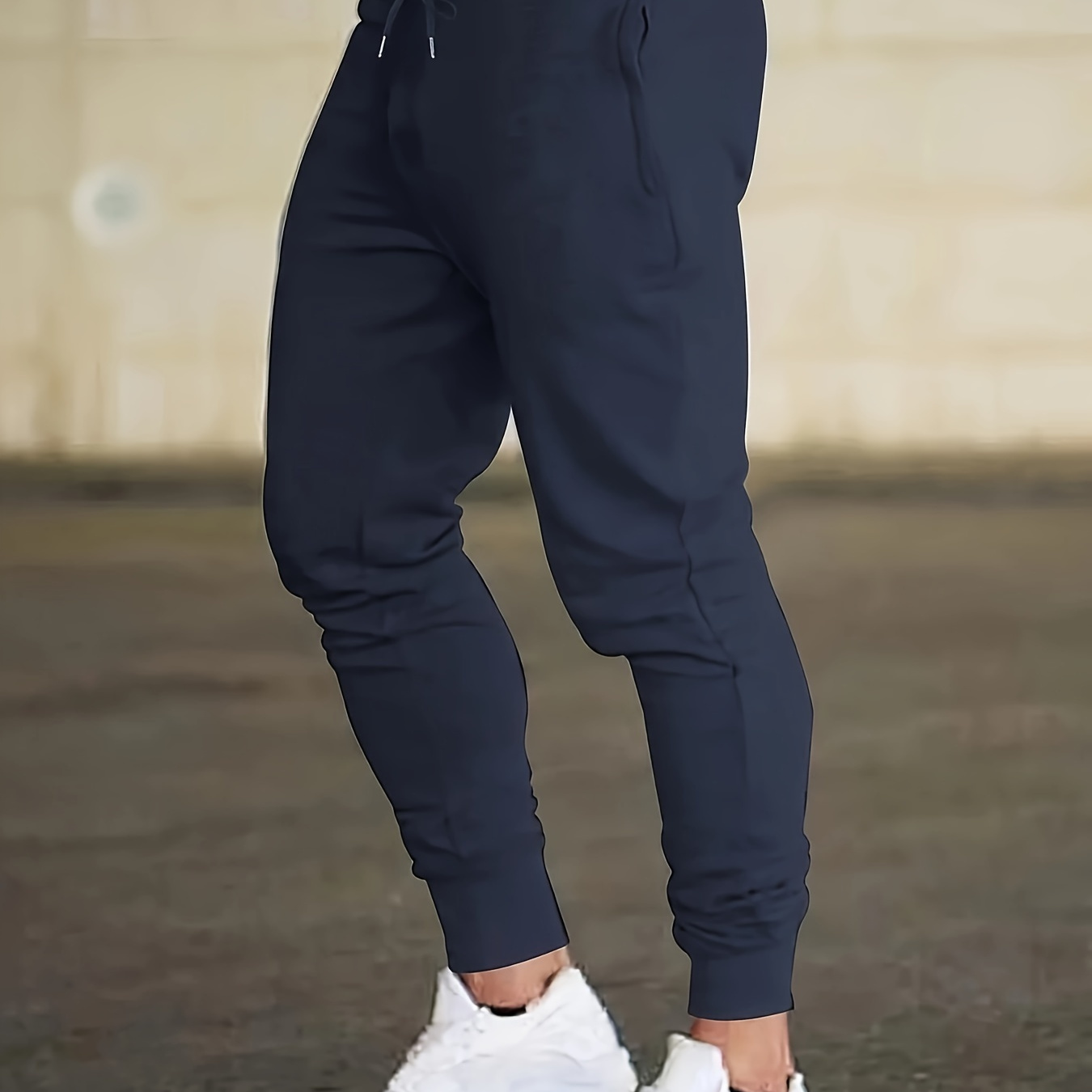 

Men's Regular Fit And Cuffed Casual Pants With Drawstring And Pockets, Sports Bottoms For Spring And Fall