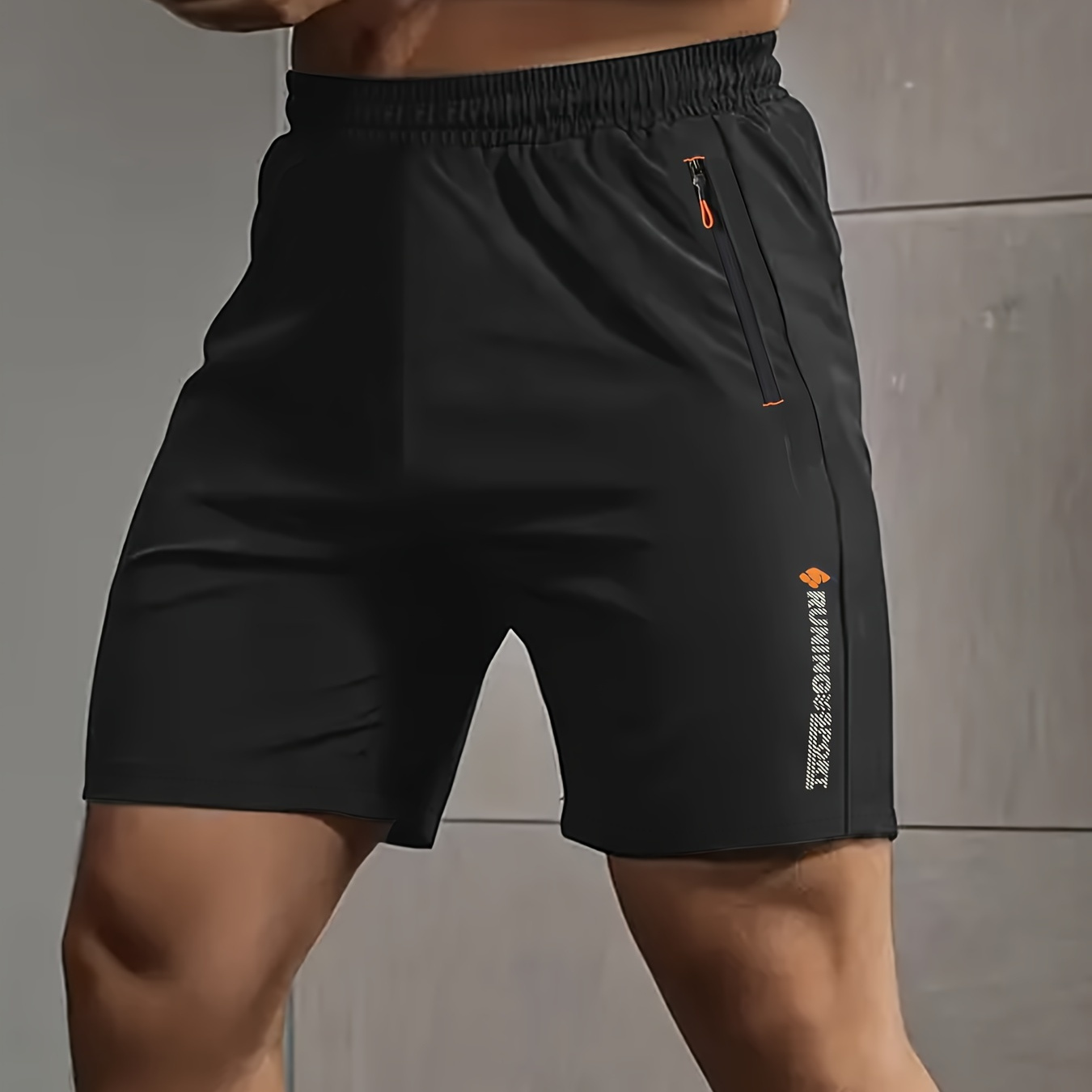 

Zipper Pockets Quick Drying Comfy Shorts, Men's Casual Waist Drawstring Shorts For Summer Gym Workout Training