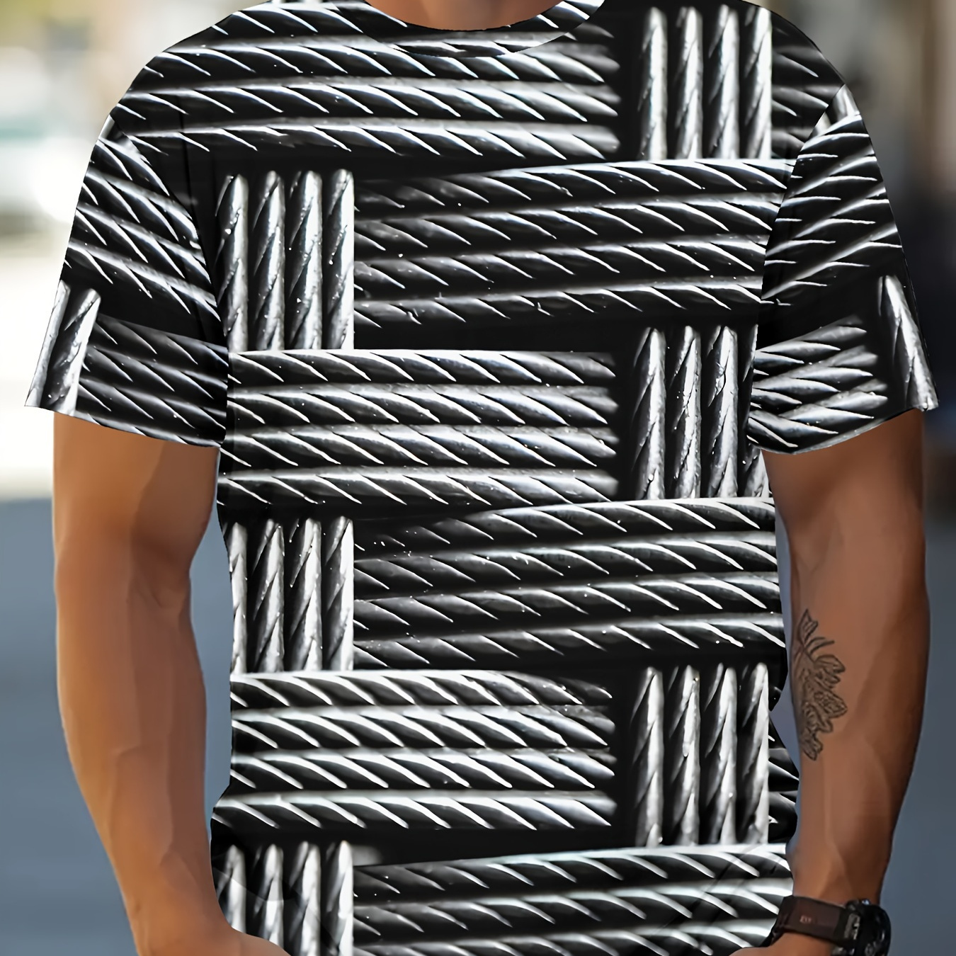 

Men's Checkered T-shirt, Casual Short Sleeve Crew Neck Tee, Men's Clothing For Outdoor