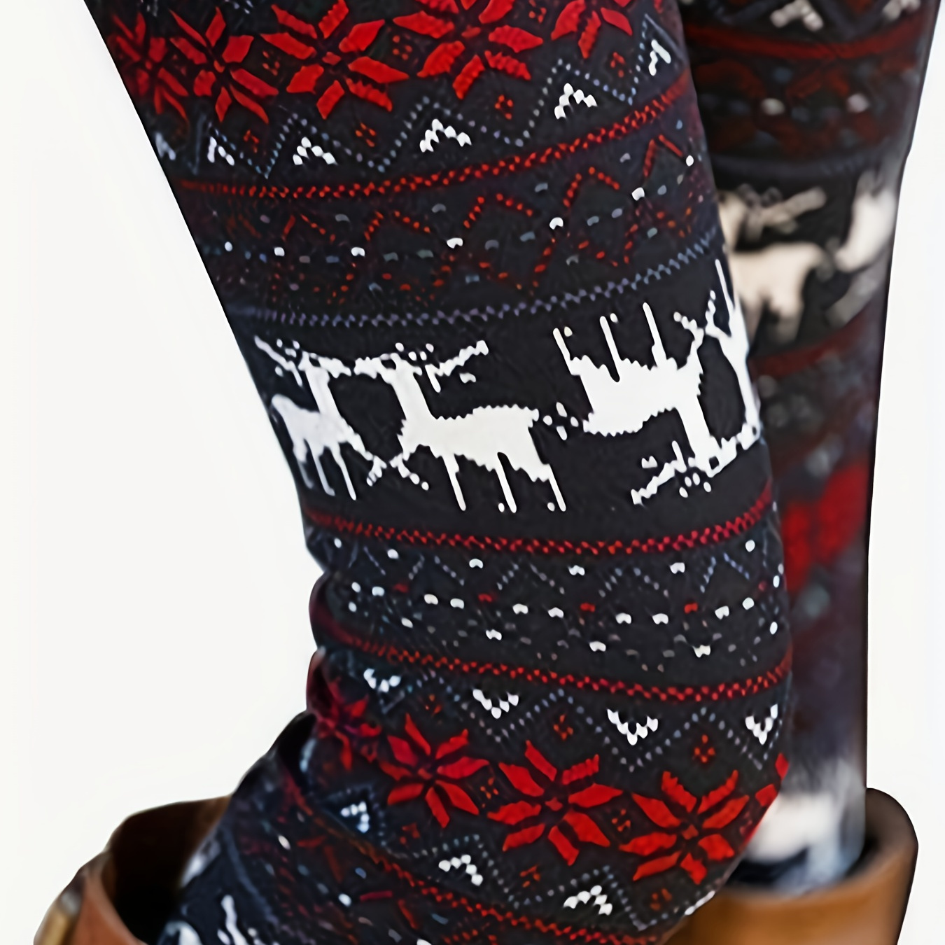 

Christmas Elk & Leggings, Waist Stretchy Leggings, Women's Clothing