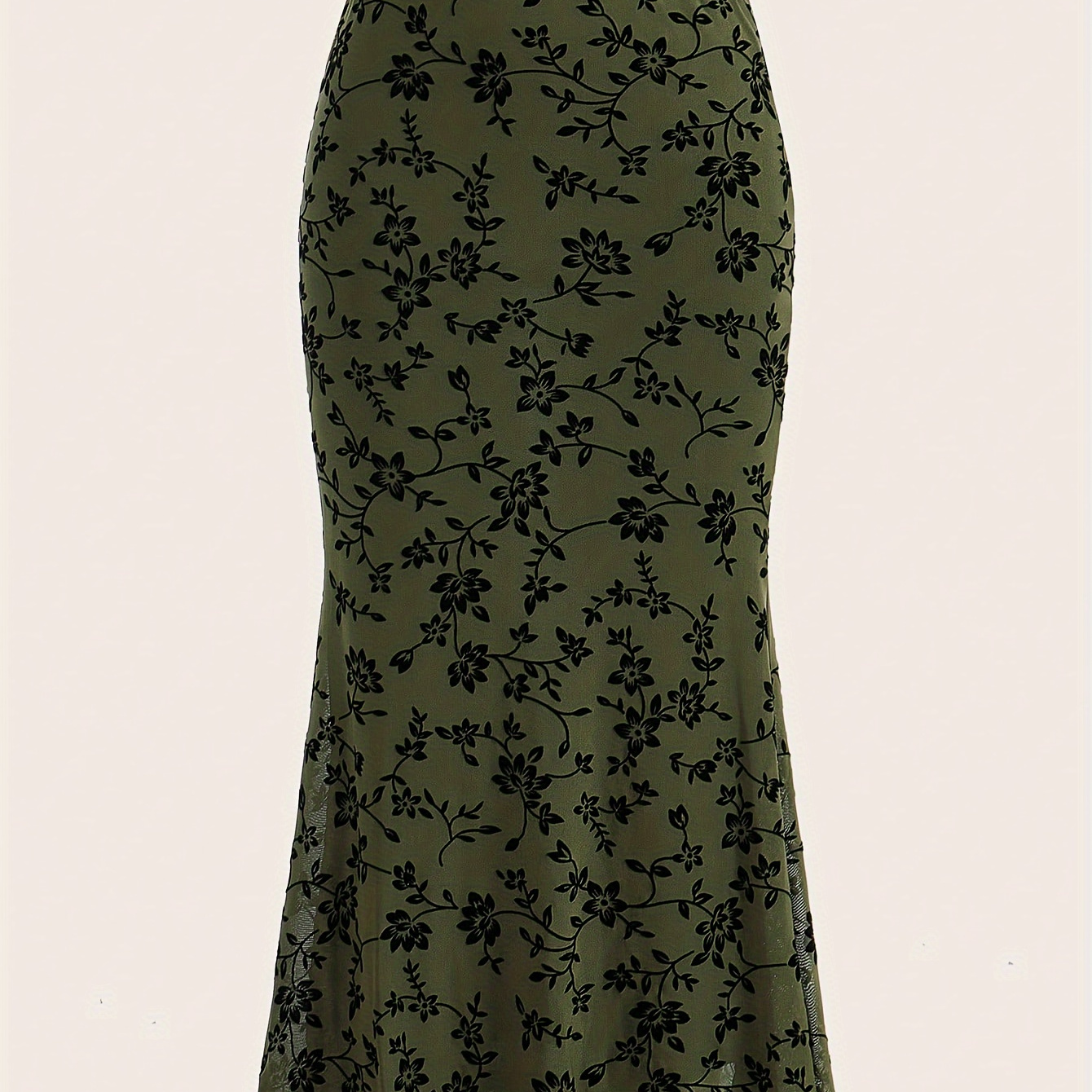

Floral Print Elastic Waist Skirt, Vintage Bodycon Mermaid Skirt For Spring & Summer, Women's Clothing