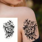 Waterproof Black Flower Floral Pattern Temporary Tattoo Stickers for Women - Lasts 3-7 Days - Perfect for Body and Leg Art