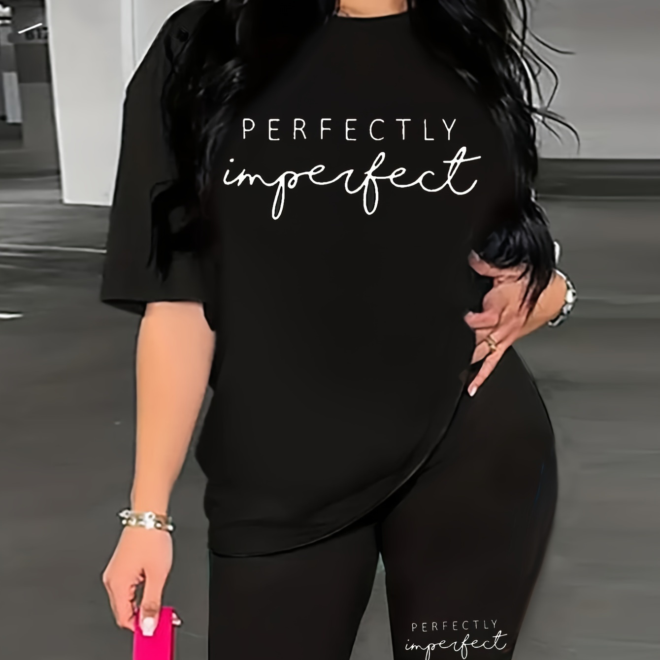

Letter Print Matching Two-piece Set, Casual Short Sleeve T-shirt & Skinny Shorts Outfits, Women's Clothing