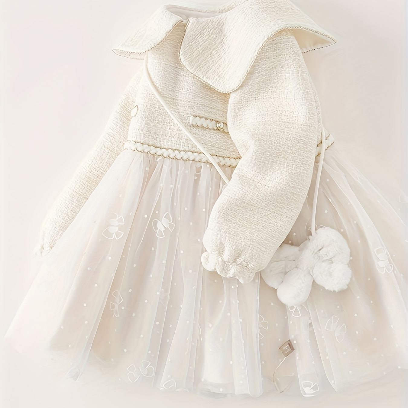 

Dave&bella Girls Cute & Stunning Princess Style Doll Collar Long Sleeve Tween Knit Mesh Tutu Dress For Birthday Party