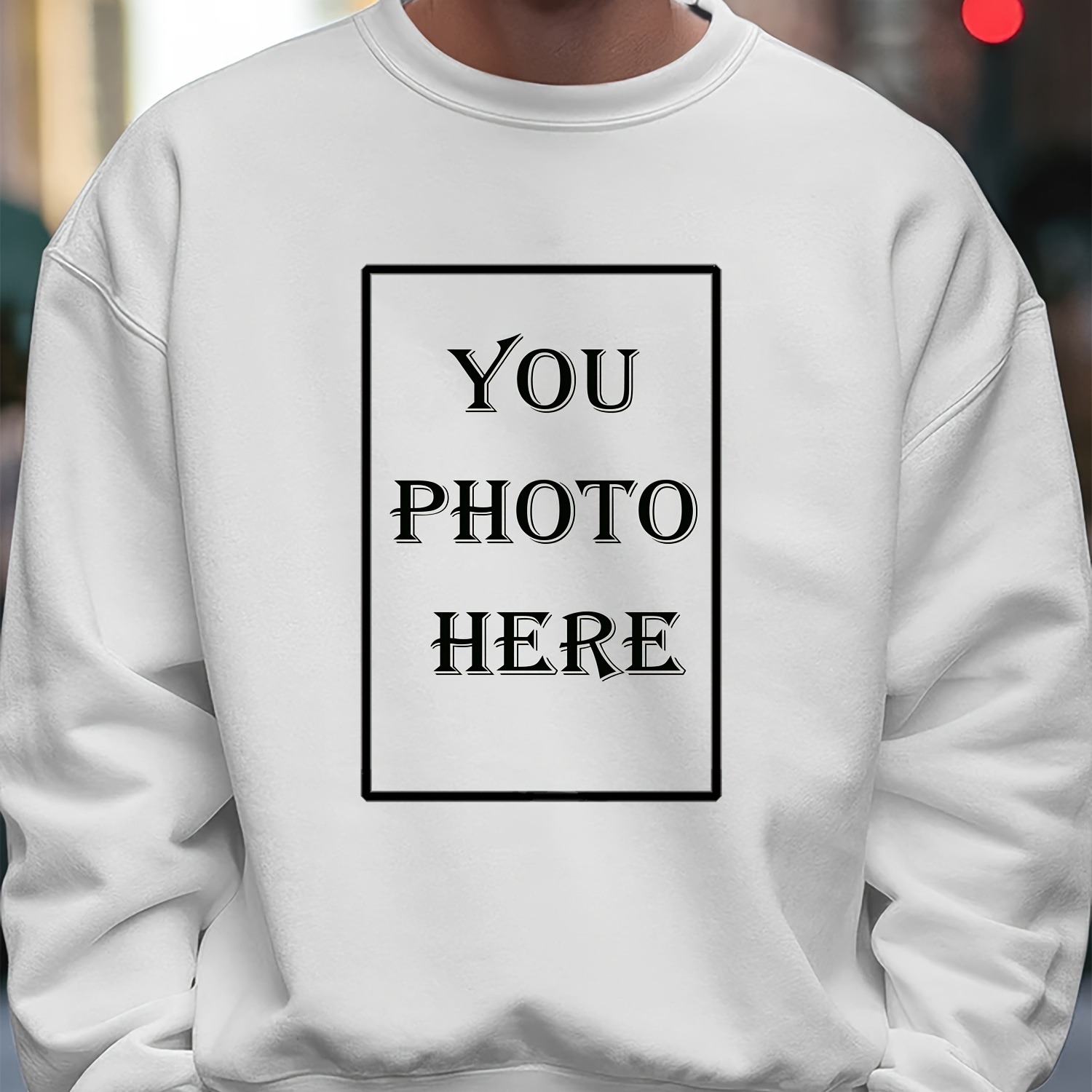 

Imprimez Votre Photo Ici, Sweatshirt À Manches Longues, Haut Décontracté À Col Rond Avec Graphisme Créatif Pour Le Printemps, L'automne Et L'hiver