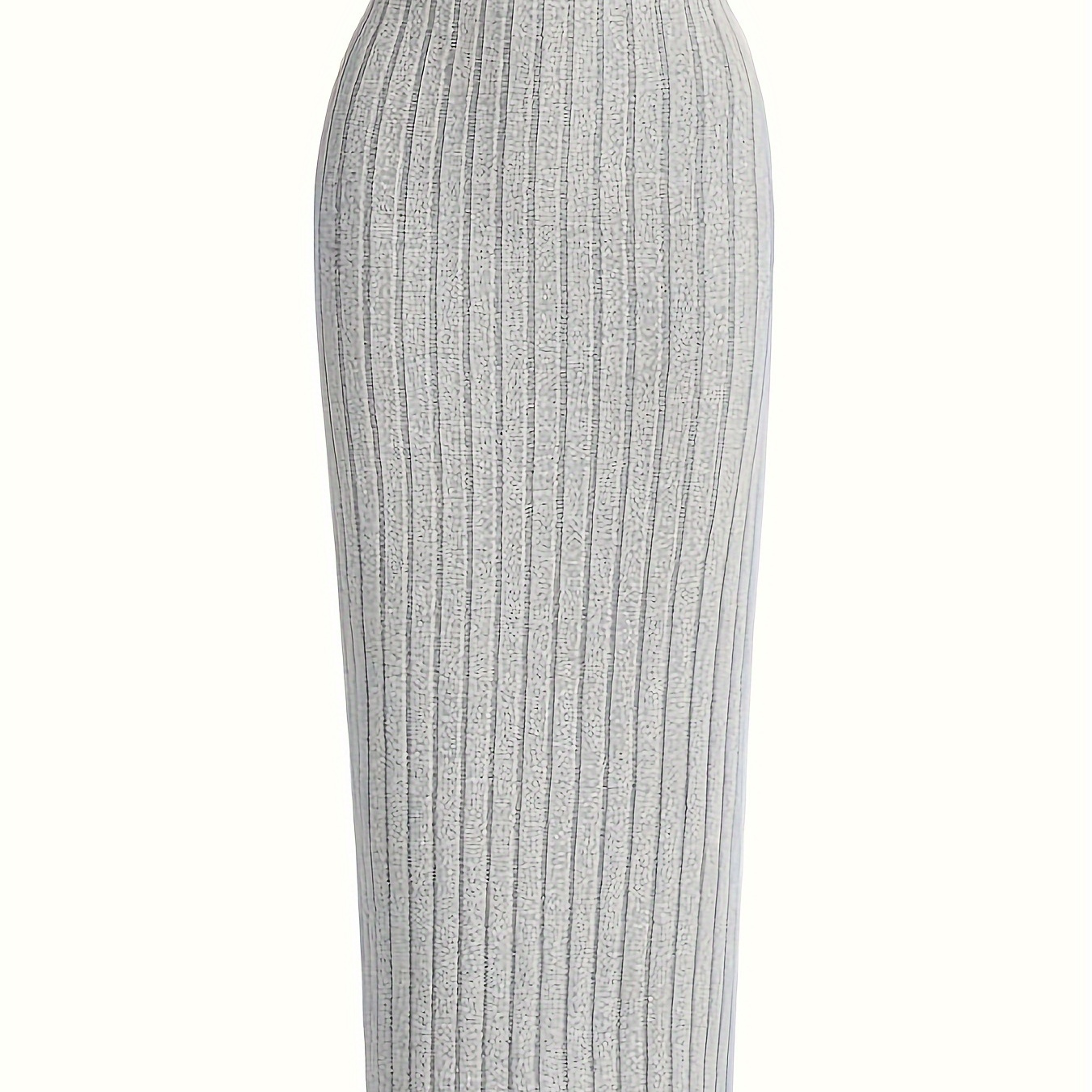 

Solid Color Ribbed Bodycon Skirt, Casual High Waist Slim Below Knee Skirt, Women's Clothing