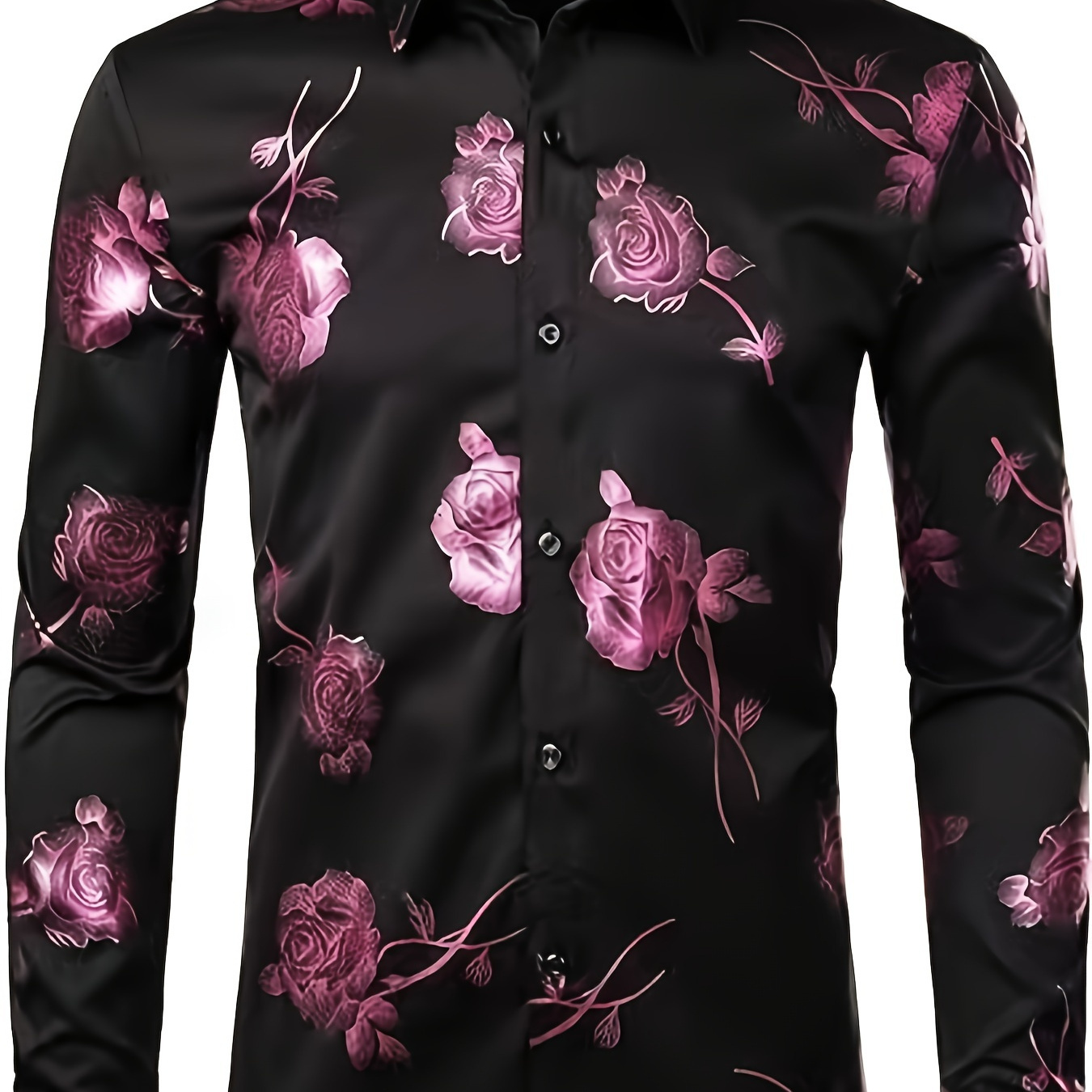 

Élégant Rose Imprimer Chemise À Boutons À Manches Longues Pour Hommes Matures, Printemps Automne, Occasions De Rencontres, Cadeau De La Saint-Valentin