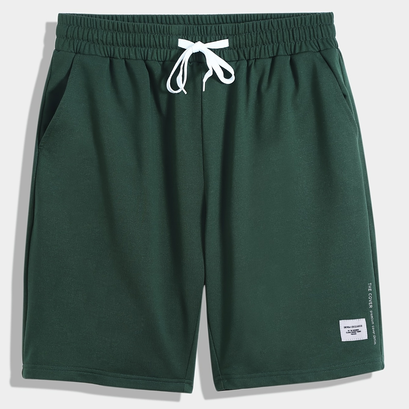 

Short en coton tricoté décontracté basique vert légèrement extensible pour hommes, vêtements masculins pour l'été