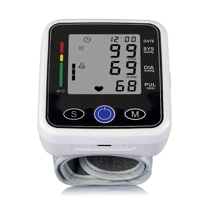 1pc Automatic Blood Pressure Monitor Wrist Bp Monitor With Voice And Large LCD Display Blood Pressure Machine Adjustable Wrist Cuff Automatic 99x2 Sets Memory For Home Use(No Battery Include)