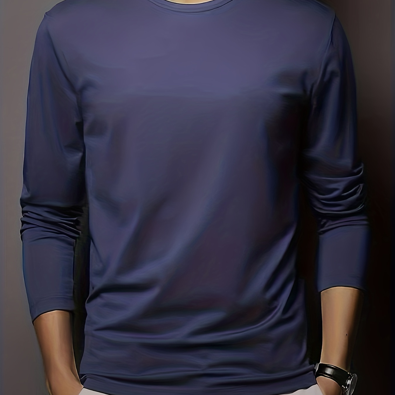 

Men's Casual Comfy Solid Long Sleeve T-shirt, Men's Clothes For Spring Summer Autumn, Tops For Men