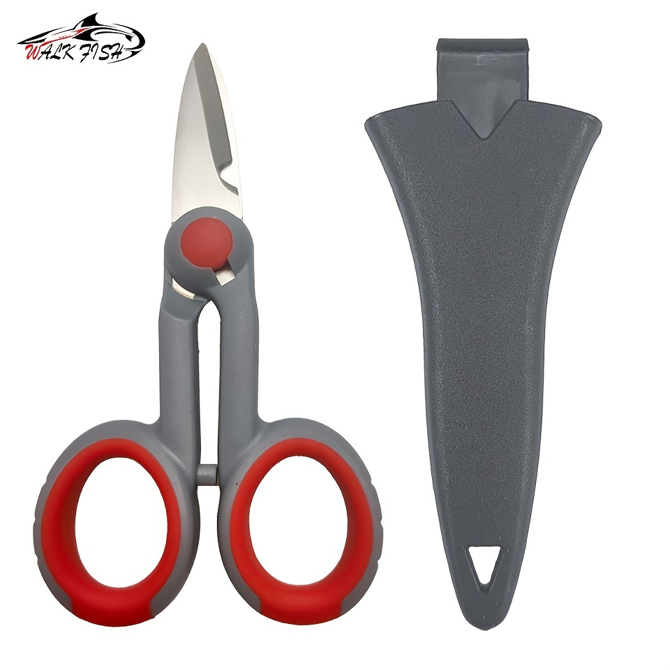 

Walk Fish Heavy Duty Fishing Scissors - Anti-slip Serrated Edge For Saltwater And Freshwater - Braid Cutter With Plastic Belt Case Sheath Kit
