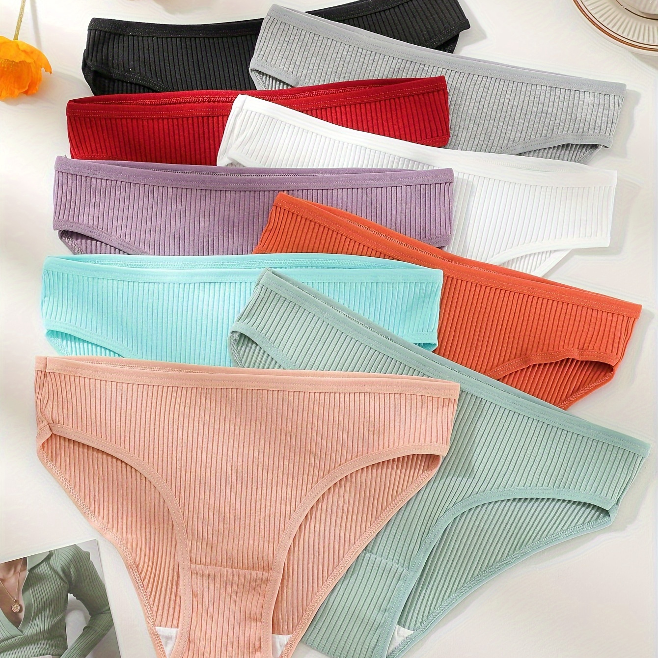 

9pcs Panties For Women - Mid-waist, , , Butt , , /elastane , , , For /