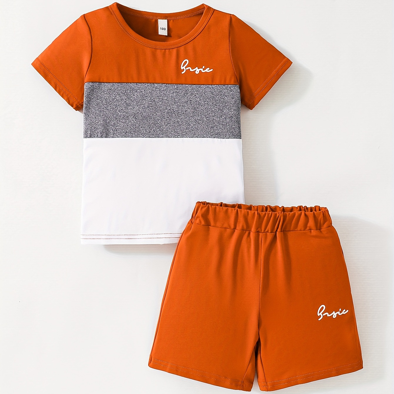 

2pcs-the New Summer Boys Fashion Monogrammed Printed Fashion Short-sleeved Shorts Suit