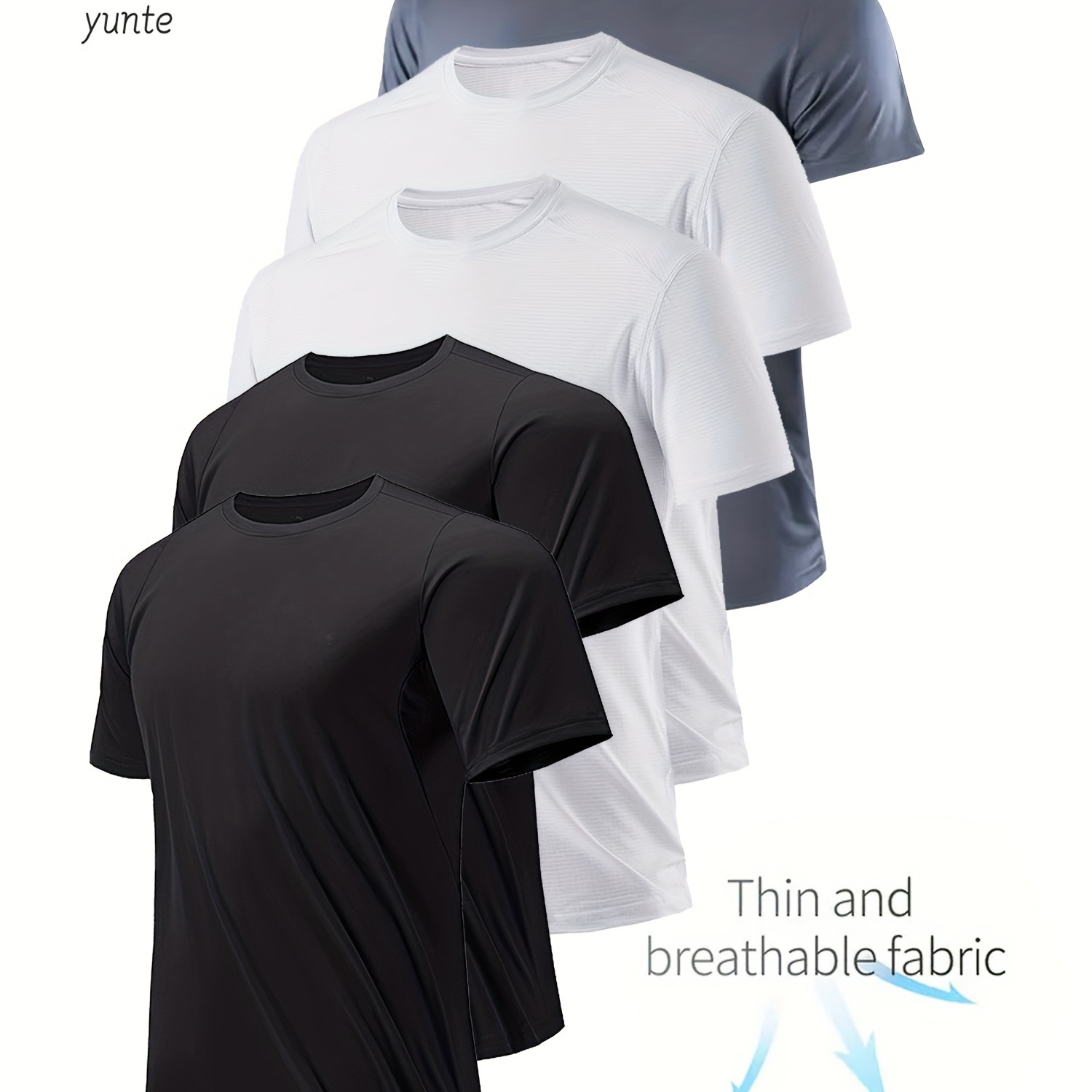 

5 T-shirts respirants de couleur unie, T-shirt décontracté et confortable pour hommes pour l'été, Haut à manches courtes pour hommes pour les activités quotidiennes.