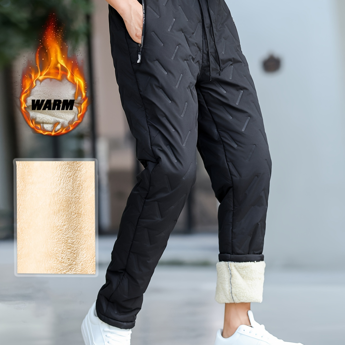 

Men's Fleece-lined Thermal Joggers - Warm, Athletic Pants For Running & Outdoor Activities, Machine Washable