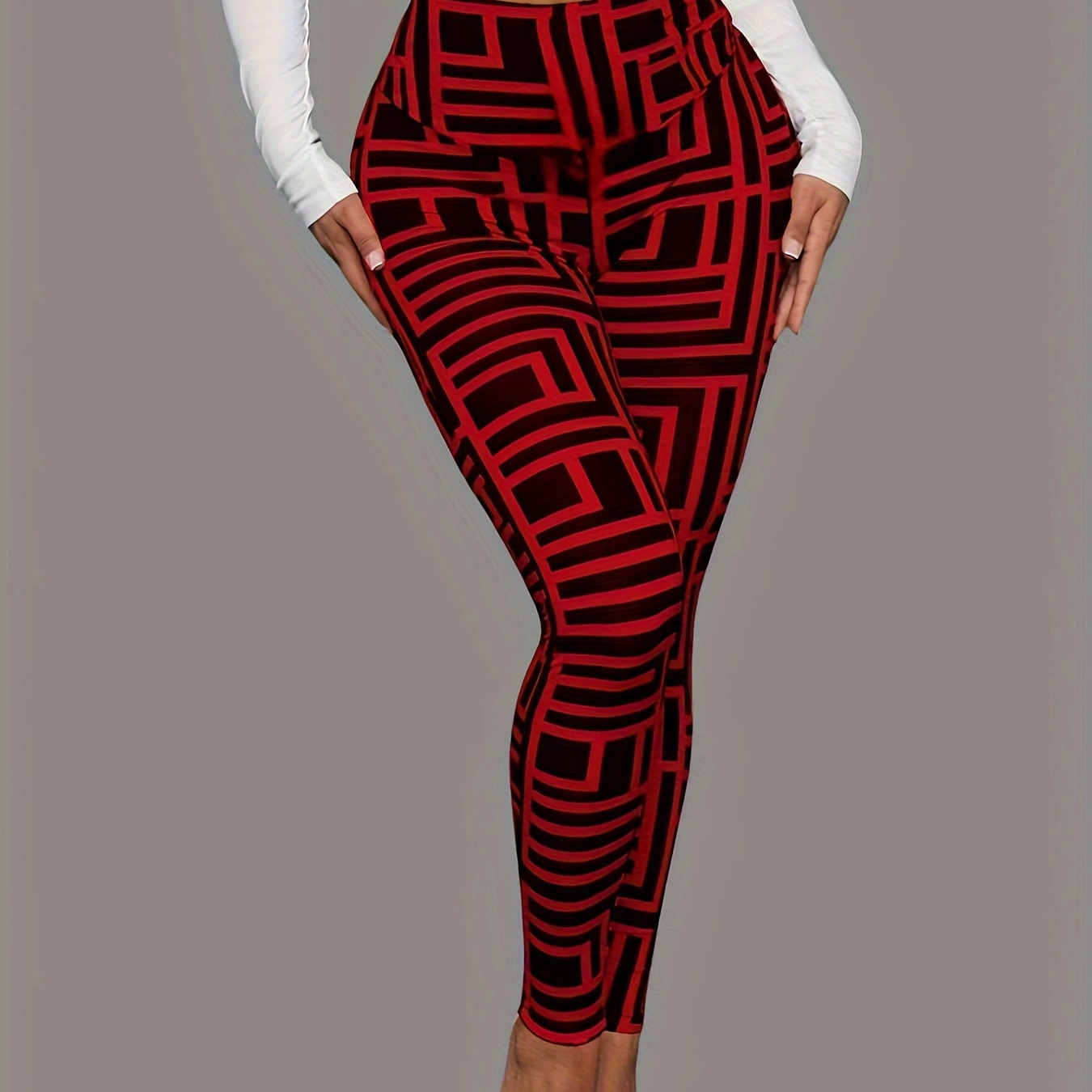 

Print Slim-fit Leggings For Women - Stretchy Polyester & Spandex , Machine Washable, Sports & Casual Wear