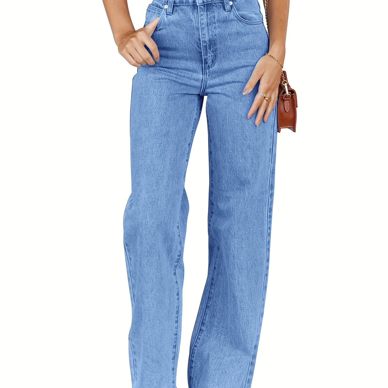 

Women's High Waisted Jeans Boyfriend Baggy Straight Leg Casual Denim Pants