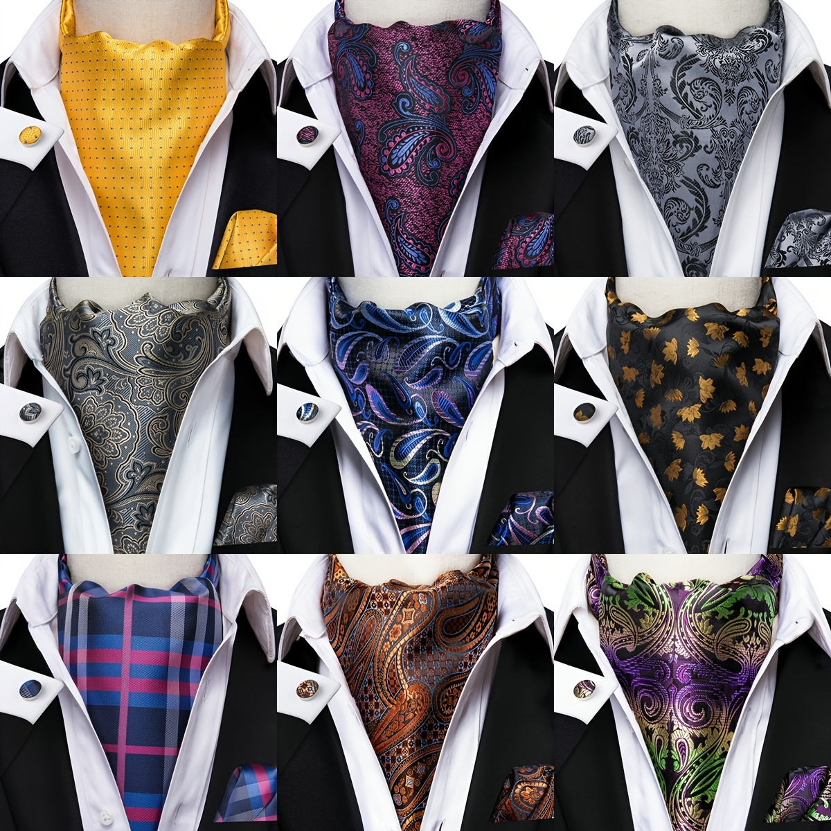  Bufanda de seda para hombre, bufanda cuadrada pequeña con  cuello de camisa de traje, bufanda de otoño e invierno (color: D, tamaño:  25.6 * 25.6 in) (Argento 25.6 * 25.6 in) : Ropa, Zapatos y Joyería