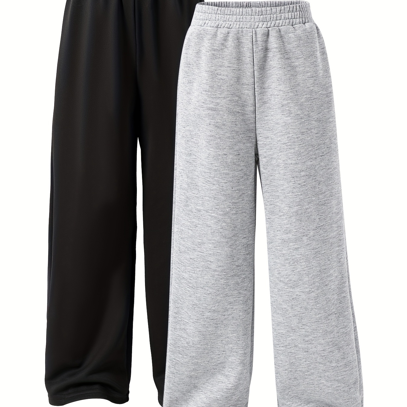 [ Targeted Development ]2 Pairs Of Simple And Casual Spring And Autumn Pants for Girls, Solid Color Warm, Elastic And Tight Waist Long Pants, Straight Pants, Girls' Outdoor Style, Versatile, Youthful And Energetic, Comfortable Youngsters's Clothing, Perfect for Outdoor